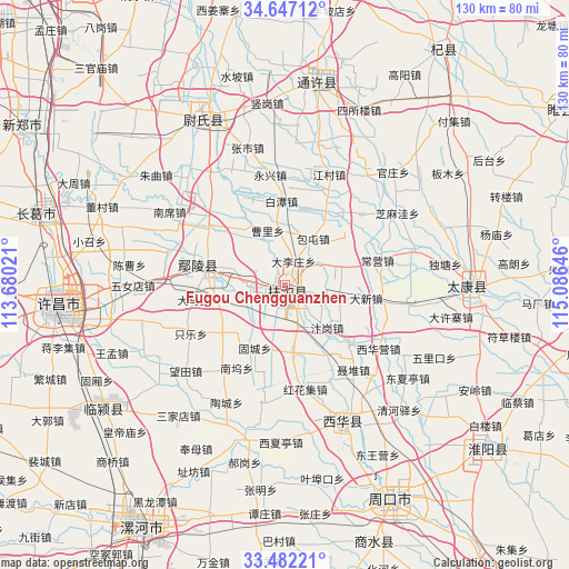 Fugou Chengguanzhen on map