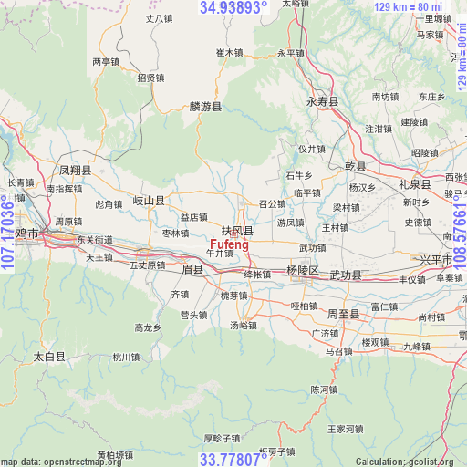 Fufeng on map