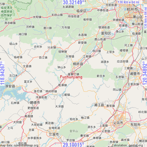 Fuchunjiang on map