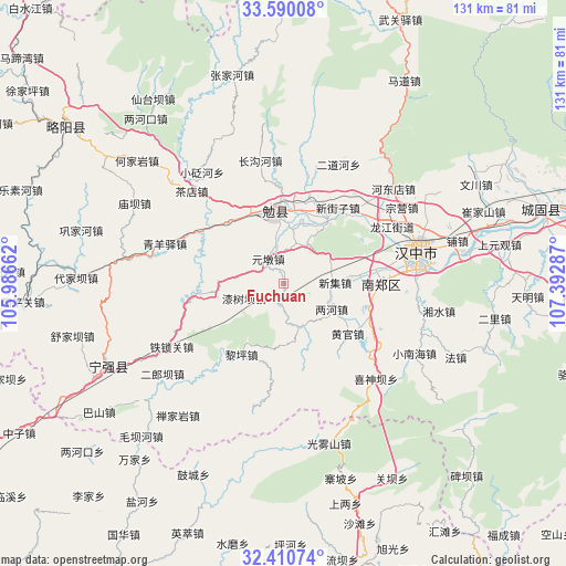 Fuchuan on map