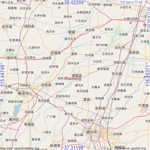 Fucheng on map