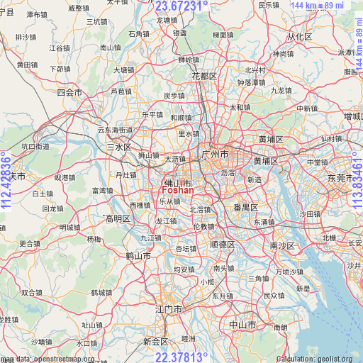 Foshan on map