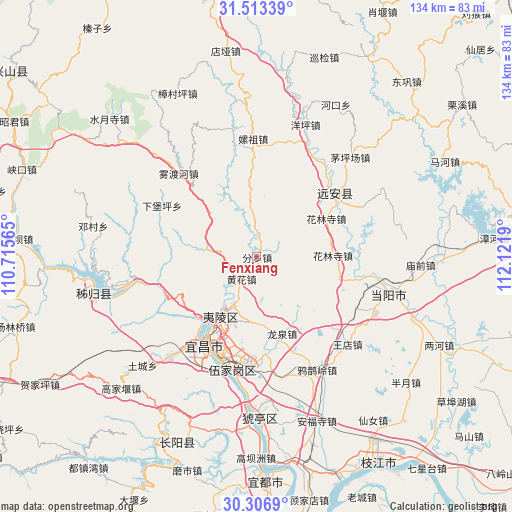 Fenxiang on map