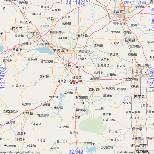 Xiantai on map