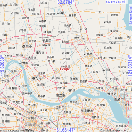 Fenjie on map