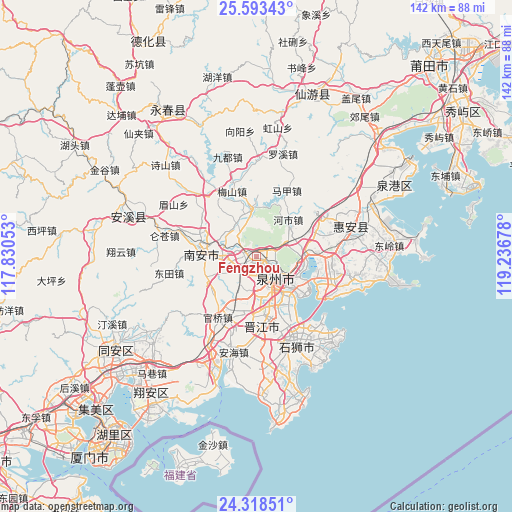 Fengzhou on map