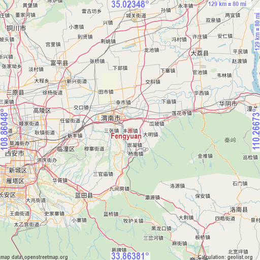 Fengyuan on map