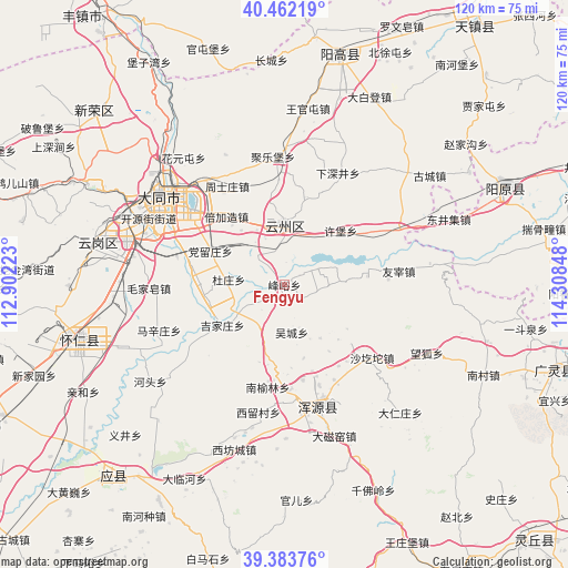 Fengyu on map