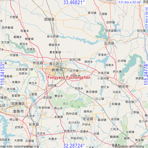 Fengyang Fuchengzhen on map
