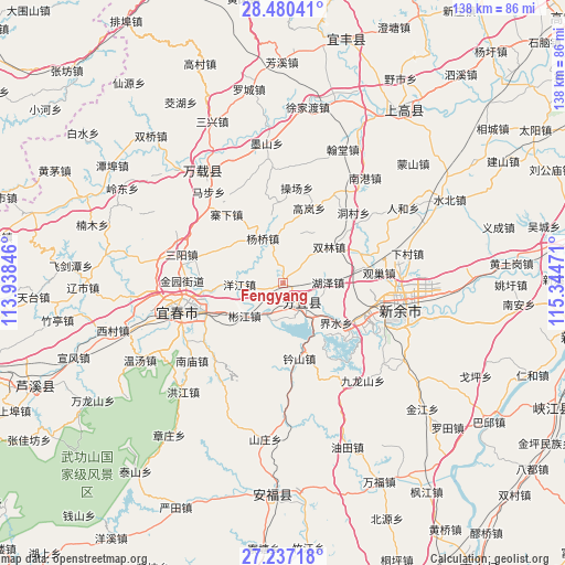 Fengyang on map