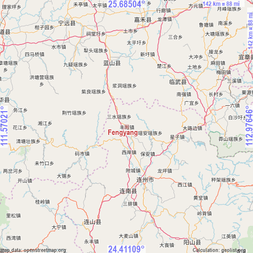 Fengyang on map