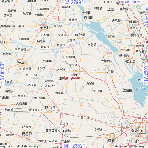 Fengxian on map