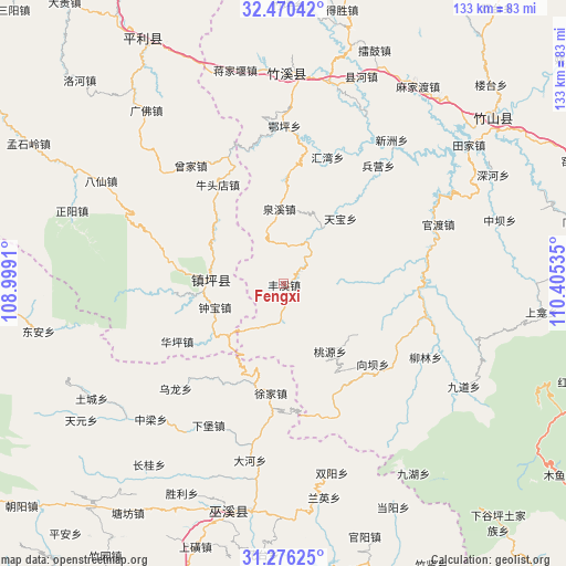 Fengxi on map