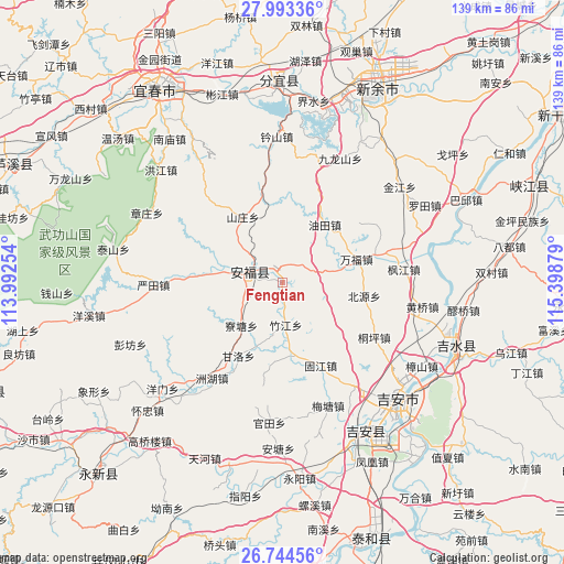 Fengtian on map