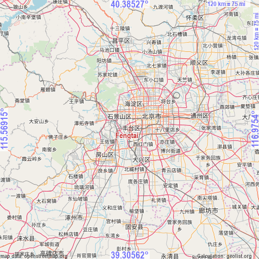 Fengtai on map