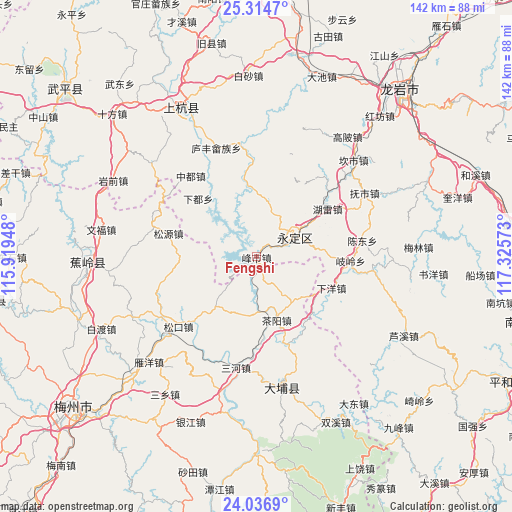 Fengshi on map