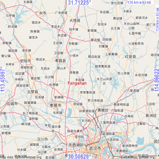 Fengshan on map