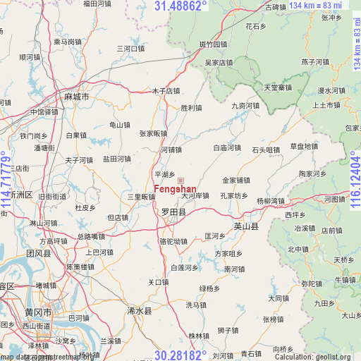 Fengshan on map