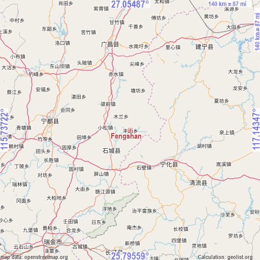 Fengshan on map