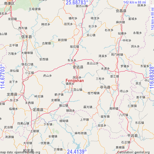 Fengshan on map