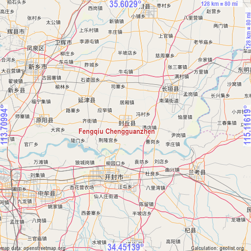 Fengqiu Chengguanzhen on map