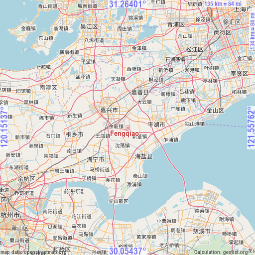 Fengqiao on map