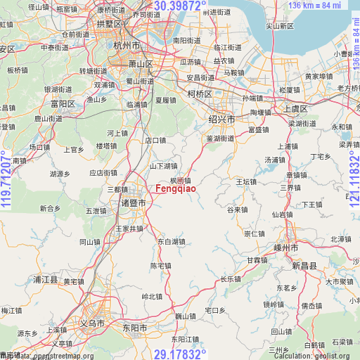 Fengqiao on map