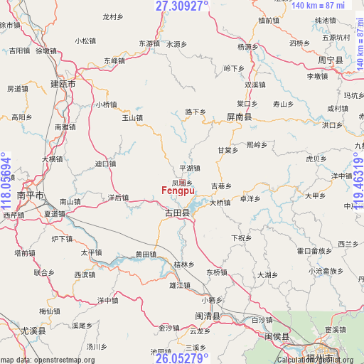 Fengpu on map