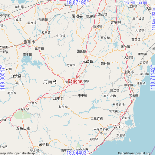 Fengmu on map