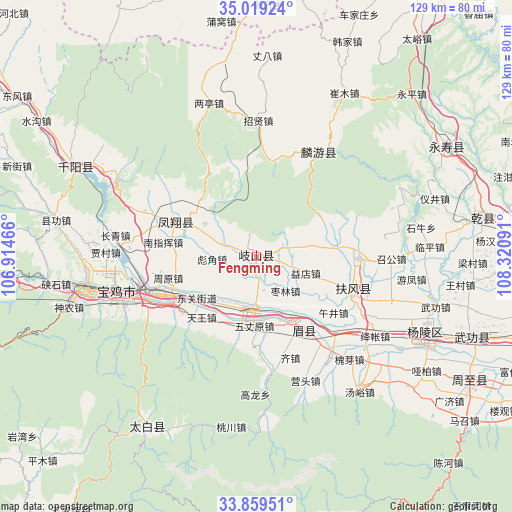 Fengming on map