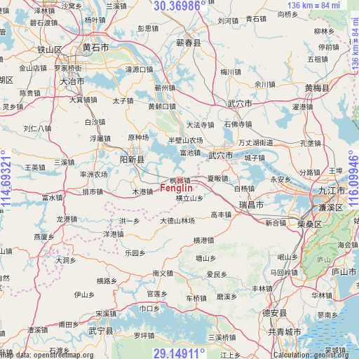 Fenglin on map