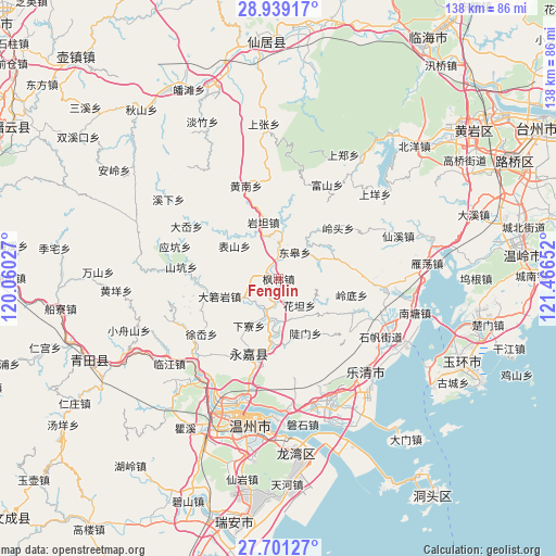 Fenglin on map