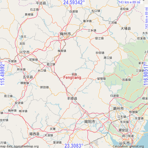 Fengliang on map