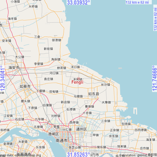 Fengli on map