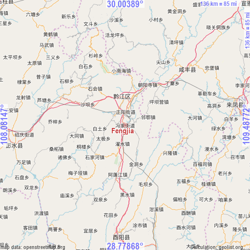 Fengjia on map