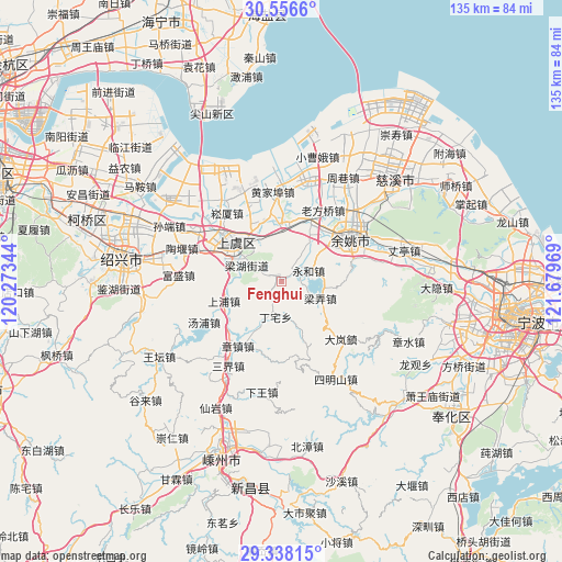 Fenghui on map