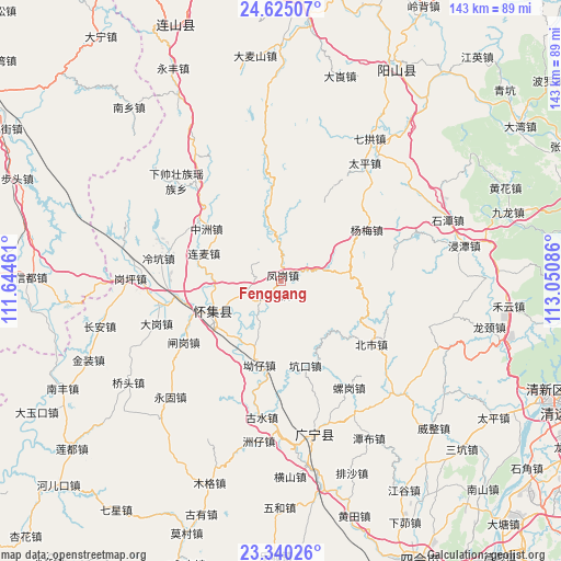 Fenggang on map