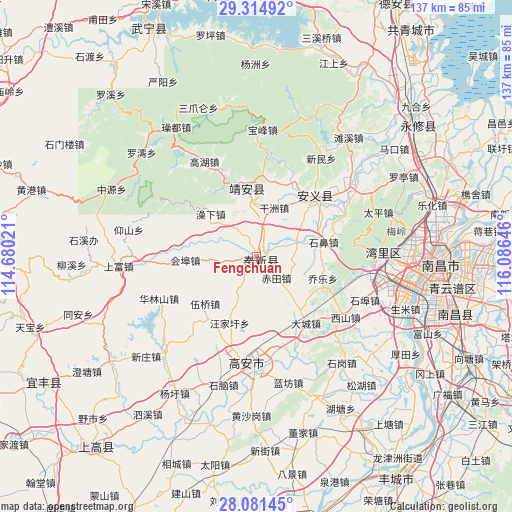 Fengchuan on map