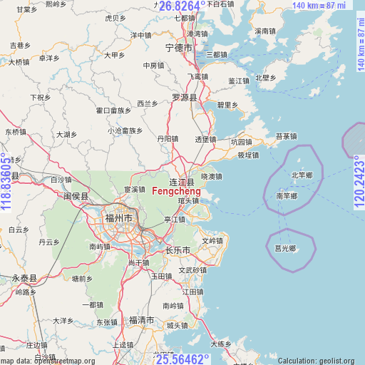 Fengcheng on map