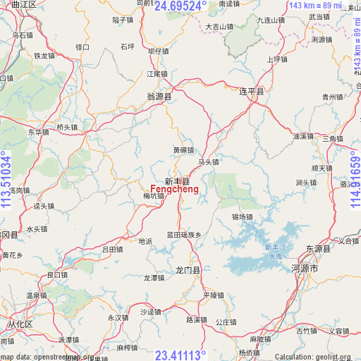 Fengcheng on map