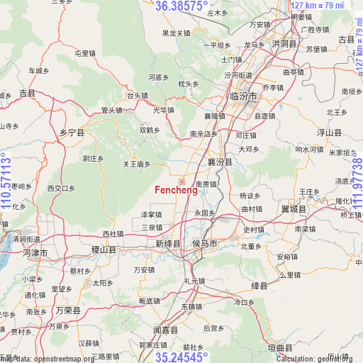 Fencheng on map