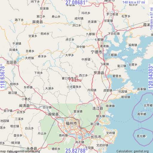 Feizhu on map