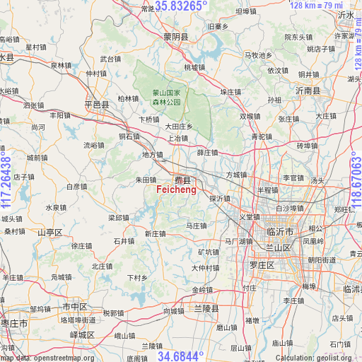 Feicheng on map