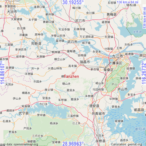 Fanzhen on map