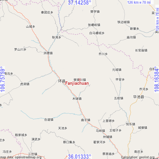 Fanjiachuan on map