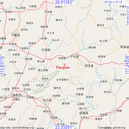 Fangtian on map