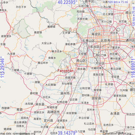 Fangshan on map