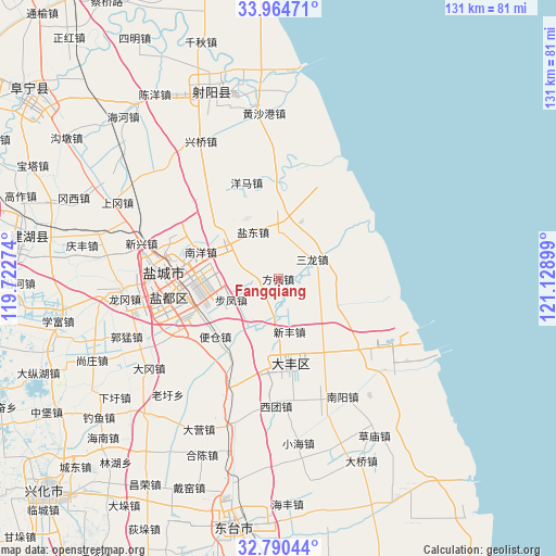 Fangqiang on map