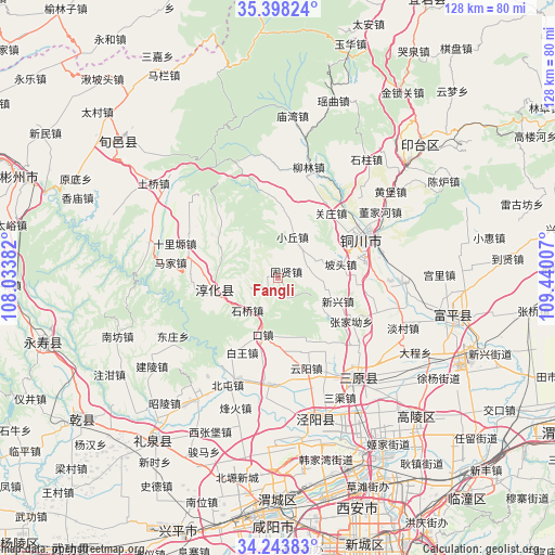 Fangli on map