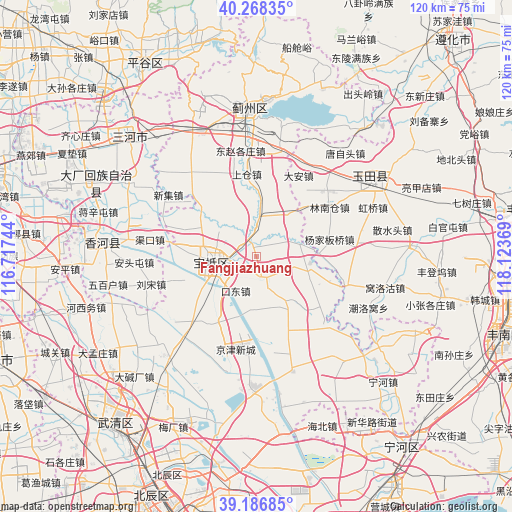 Fangjiazhuang on map